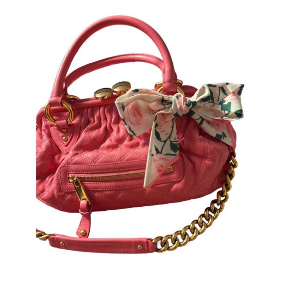 Marc Jacobs Pink Quilted Leather The Stam Bag, Luxury Oversized Rare Barbiecore - Picture 2 of 11